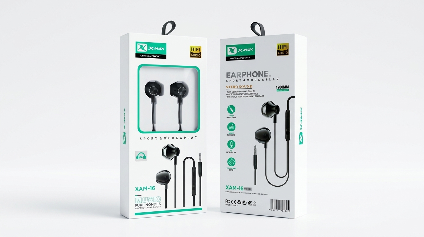 XMAX -16 Wired Earphones - HiFi Stereo Sound & HD Mic