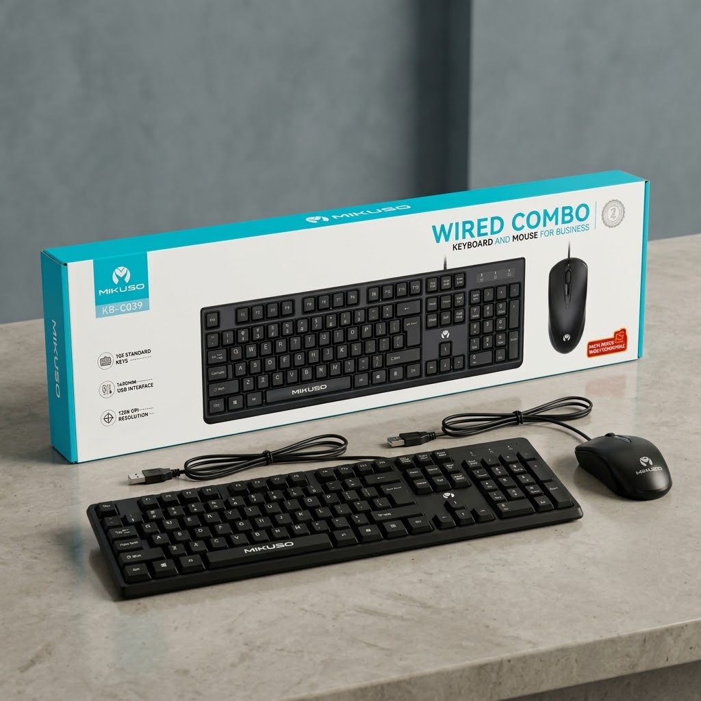 MIKUSO KB-C039 Wired Keyboard & Mouse Combo | 104-Key, 1200 DPI
