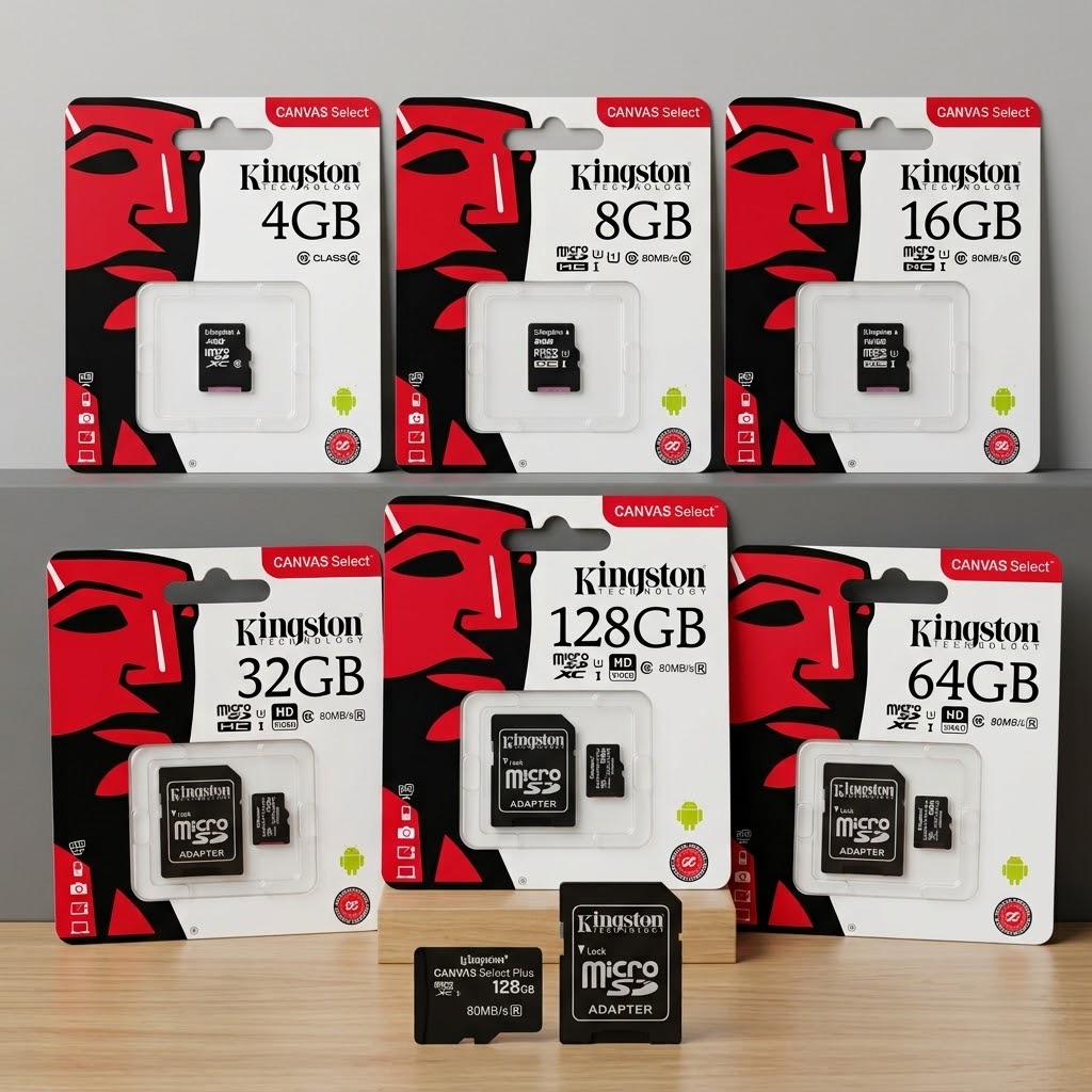 Kingston Canvas Select microSD Memory Card 4GB -128GB - 80MB/s & Adapter