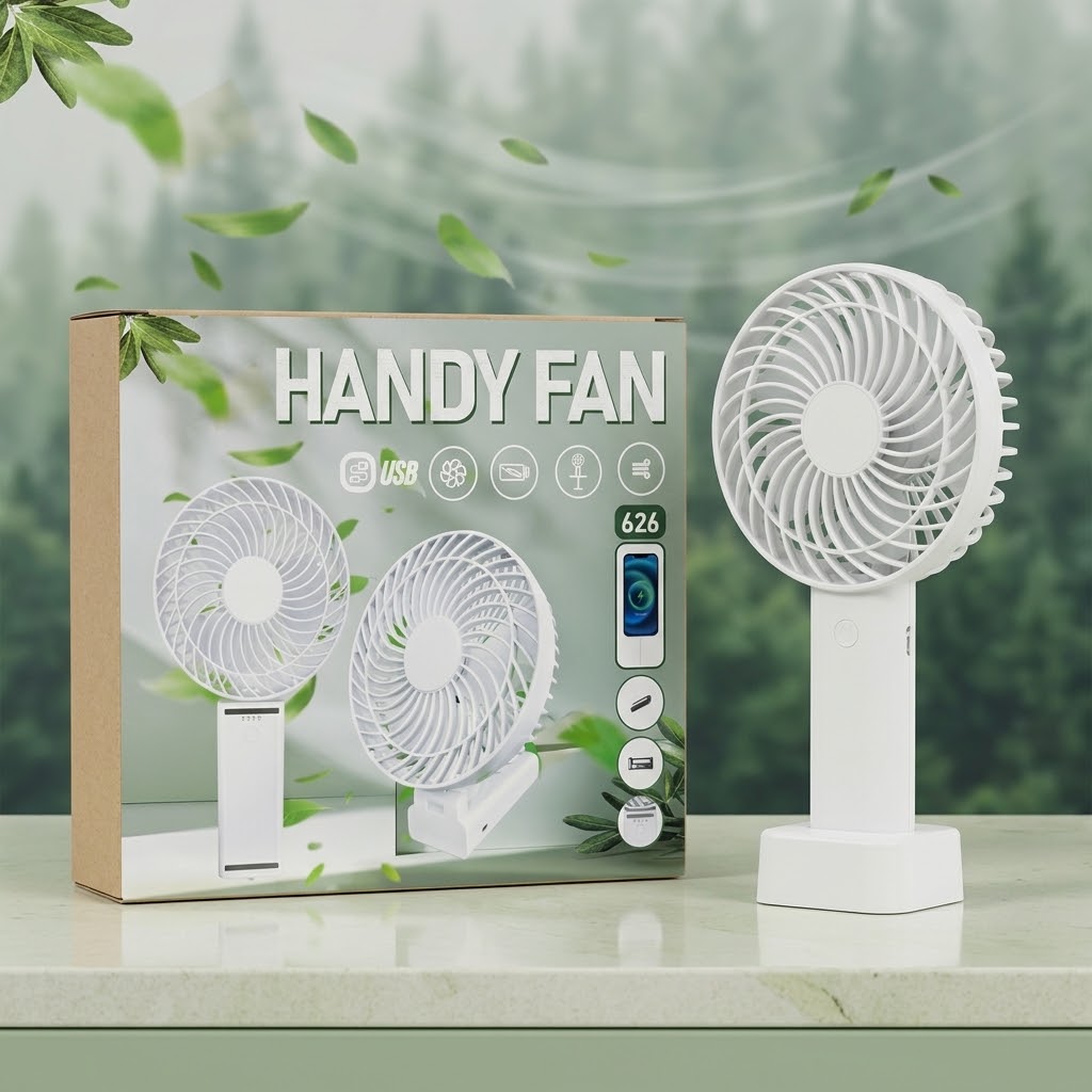 6-Inch Foldable Handy Fan – 3600mAh Rechargeable USB Desk Fan